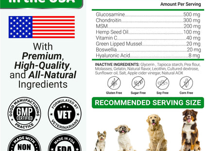 Glucosamine for Dogs Hip and Joint Supplement for Dogs 170 Chews Pain Relief