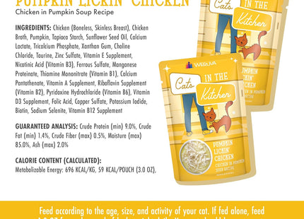Cats in the Kitchen, Pumpkin Lickin' Chicken with Chicken Breast in Pumpkin Soup Cat Food, 3Oz Pouch (Pack of 12)