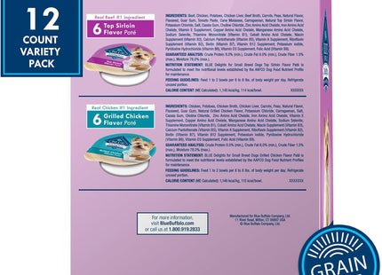 Delights Small Breed Natural Wet Dog Food Variety Pack, Top Sirloin Paté and Grilled Chicken Paté, 3.5-Oz Cups, 12 Count