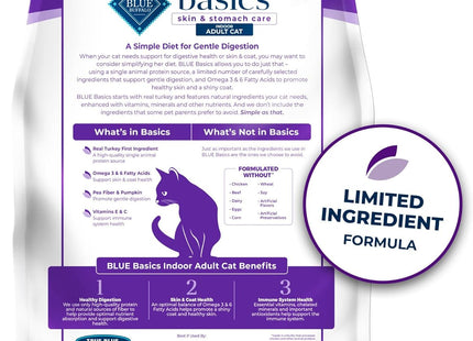Basics Grain-Free Dry Cat Food, Skin & Stomach Care, Limited Ingredient Diet for Indoor Cats, Turkey & Potato Recipe, 11-Lb. Bag