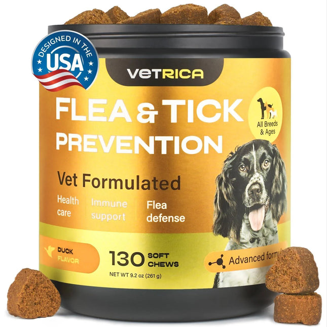Flea and Tick Prevention for Dogs Dog Flea Treatment Chews Immune Support Flea and Tick Chewables for Dogs Dog Flea & Tick Control Supplement All Breeds & Ages Vet Formulated Soft Treats