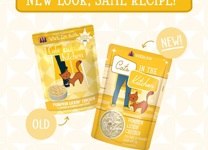 Cats in the Kitchen, Pumpkin Lickin' Chicken with Chicken Breast in Pumpkin Soup Cat Food, 3Oz Pouch (Pack of 12)