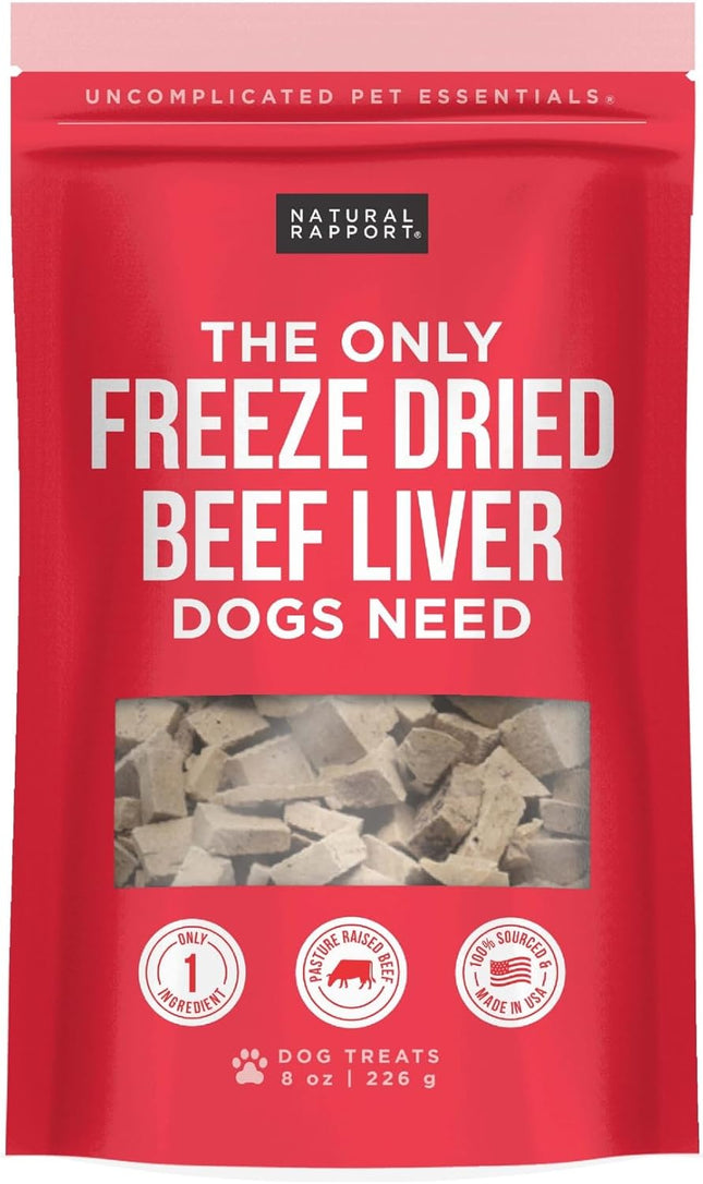 Freeze-Dried Beef Liver Treats, Single Ingredient, 8 Oz | High Protein, Single-Ingredient USDA Beef Liver - Training & Rewarding - for Multi-Dog Households