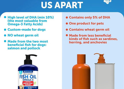 Omega 3 Fish Oil for Dogs 8 FL OZ Better than Salmon Oil Skin and Coat Defense