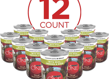 High Protein Wet Dog Food True Instinct Tender Cuts in Dog Food Gravy with Real Chicken and Duck - (Pack of 12) 13 Oz. Cans