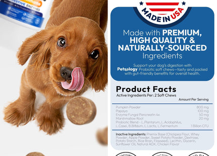 Probiotics for Dogs 170 Chews Dog Digestive Enzymes Prebiotics Support Gut