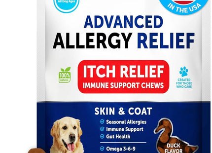 Dog Allergy Relief Chews Itching Skin Relief for Dogs Fish Oil Omega 3 Seasonal Allergies Pills Skin & Coat anti Itch Hot Spots Treatment Canine Immune Health Supplement 70 Soft Treats