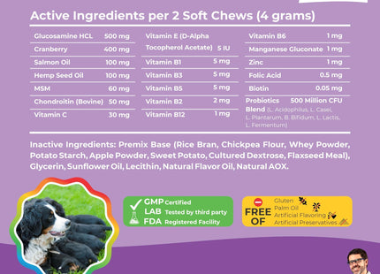 Dog Prenatal Vitamins 120 Soft Chews Multivitamin Folic Acid Zinc B Complex DHA & EPA Omegas and Probiotics Supplement for Pregnant Nursing Breastfeeding Pet Mom & Puppy Vitamin Formula