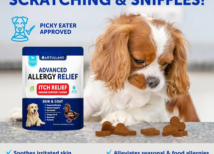 Dog Allergy Relief Chews Itching Skin Relief for Dogs Fish Oil Omega 3 Seasonal Allergies Pills Skin & Coat anti Itch Hot Spots Treatment Canine Immune Health Supplement 70 Soft Treats