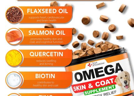 Omega 3 for Dogs Dog Skin and Coat Supplement Fish Oil for Dogs Chews 120 Treats