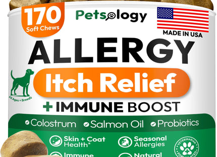 Dog Allergy Relief Chews 170 Treats Itch Relief for Dogs Omega 3 Fish Oil