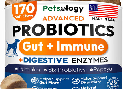 Probiotics for Dogs 170 Chews Dog Digestive Enzymes Prebiotics Support Gut