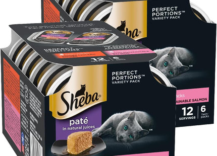 Perfect Portions Wet Cat Food Pate with Sustainable Salmon, Signature Seafood Entree, and Tender Whitefish and Tuna Entree Variety Pack, 2.6 Oz. Twin Pack Trays (24 Count, 48 Servings)