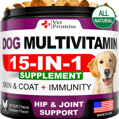 Dog Multivitamin Chewable with Glucosamine Dog Vitamins and Supplements Senior & Puppy Multivitamin for Dogs Pet Joint Support Health Immunity Mobility Energy Gut Skin 120 Chews