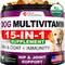 Dog Multivitamin Chewable with Glucosamine Dog Vitamins and Supplements Senior & Puppy Multivitamin for Dogs Pet Joint Support Health Immunity Mobility Energy Gut Skin 120 Chews