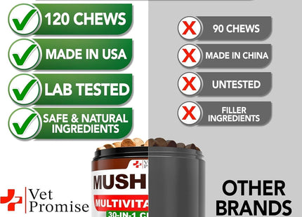 Mushroom for Dogs 170 Chews Turkey Tail Mushroom for Dogs Lions Mane Reishi