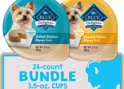 Delights Small Breed Natural Wet Dog Food Variety Pack, Top Sirloin Paté and Grilled Chicken Paté, 3.5-Oz Cups, 12 Count