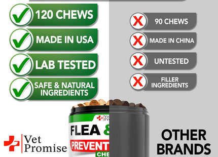 Flea and Tick Prevention for Dogs Chewables All Natural Dog Flea & Tick Control Flea and Tick Chews for Dogs Oral Flea Pills for Dogs Supplement All Breeds and Ages Made in USA 120 Tablets