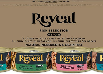 Natural Wet Canned Cat Food, Limited Ingredient, Grain-Free, High Protein with No Artificial Additives, Fish Variety in Broth (12 X 2.47 Oz Cans)