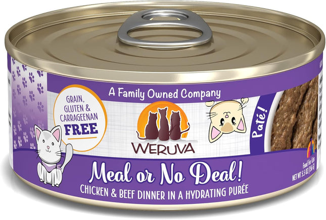 Wet Cat Food, Meal or No Deal with Chicken and Beef Pate, 5.5Oz Can, Pack of 8