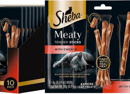 Meaty Tender Sticks Soft Cat Treats Salmon Flavor, 0.14 Oz., 5 Sticks, Pack of 10 (50 Sticks Total)