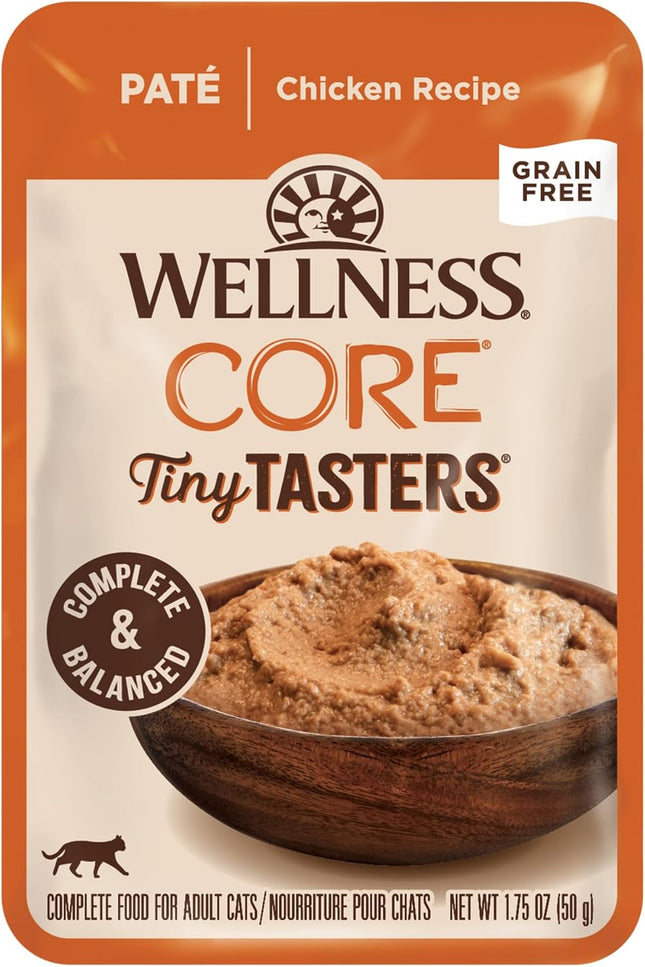 CORE Tiny Tasters Pate Adult Wet Cat Food, Natural, Protein-Rich, Grain Free, 1.75 Ounce Pouch, 12 Pack (Chicken)