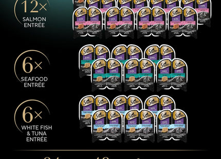 Perfect Portions Wet Cat Food Pate with Sustainable Salmon, Signature Seafood Entree, and Tender Whitefish and Tuna Entree Variety Pack, 2.6 Oz. Twin Pack Trays (24 Count, 48 Servings)