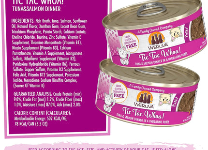 Wet Cat Food, Tic Tac Whoa with Tuna and Salmon Pate, 5.5Oz Can, Pack of 8