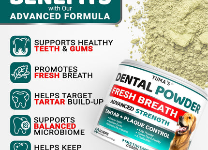Dog Dental Powder Breath Freshener Dog Teeth Cleaning Powder Tartar and Plaque off Remover for Dogs Probiotics Multivitamin Blend Pet Oral Care Vitamins and Supplements All Breeds & Sizes