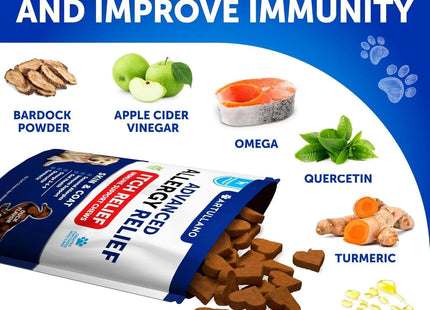 Dog Allergy Relief Chews Itching Skin Relief for Dogs Fish Oil Omega 3 Seasonal Allergies Pills Skin & Coat anti Itch Hot Spots Treatment Canine Immune Health Supplement 70 Soft Treats