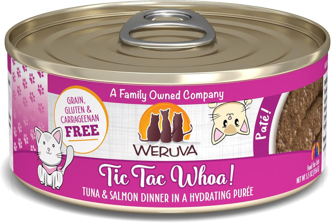 Wet Cat Food, Tic Tac Whoa with Tuna and Salmon Pate, 5.5Oz Can, Pack of 8