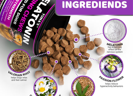 Melatonin Calming Chews for Dogs 170 Chews Dog Stress and Anxiety Relief