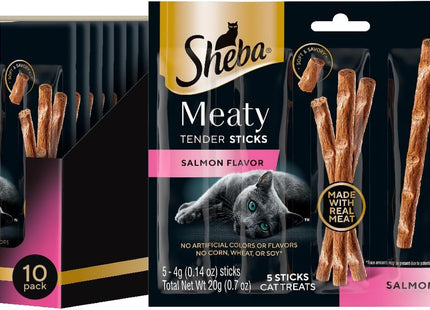 Meaty Tender Sticks Soft Cat Treats Salmon Flavor, 0.14 Oz., 5 Sticks, Pack of 10 (50 Sticks Total)