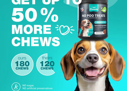 No Poo Chews for Dogs Coprophagia Deterrent for Dogs Forbid for Dogs Stool Eating Deterrent Dog Probiotics for Digestive Health Digestive Gut & Immune Health Treats No Poop Eating for Dogs