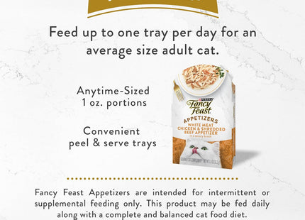 Purina  Appetizers Lickable Grain Free Cat Food Topper White Meat Chicken and Shredded Beef Appetizer - (Pack of 10) 1.1 Oz. Trays