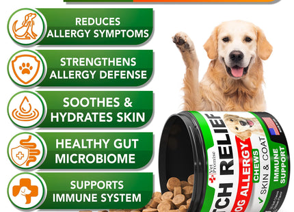 Dog Allergy Chews Itch Relief for Dogs Dog Allergy Relief anti Itch for Dogs Dog Itchy Skin Treatment Dog Allergy Support Hot Spots Immune Health Supplement Made in USA 120 Treats