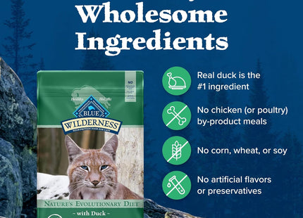 Blue Buffalo Wilderness Healthy Adult Dry Cat Food, Supports Health and Wellness, High-Protein & Grain-Free, Duck, 11-Lb Bag