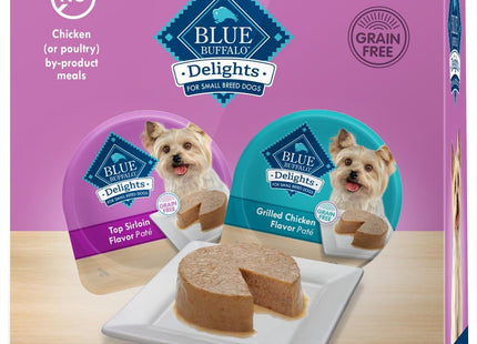 Delights Small Breed Natural Wet Dog Food Variety Pack, Top Sirloin Paté and Grilled Chicken Paté, 3.5-Oz Cups, 12 Count