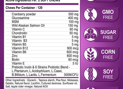 Dog Multivitamin Chewable with Glucosamine Dog Vitamins and Supplements Senior & Puppy Multivitamin for Dogs Pet Joint Support Health Immunity Mobility Energy Gut Skin 120 Chews