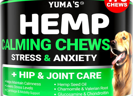 Hemp Calming Chews for Dogs Advanced Dog Calming Chews 170 Treats Anxiety Relief Treats Hemp Oil Separation Aid Stress Hip and Joint Supplement for Canine Health Support Beef Flavor