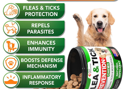 Flea and Tick Prevention for Dogs Chewables All Natural Dog Flea & Tick Control Flea and Tick Chews for Dogs Oral Flea Pills for Dogs Supplement All Breeds and Ages Made in USA 120 Tablets