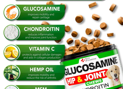Glucosamine for Dogs Hip and Joint Supplement for Dogs Glucosamine Chondroitin for Dogs Dog Joint Pain Relief MSM Hemp Advanced Support Dog Joint Supplement 170 Mobility Chews