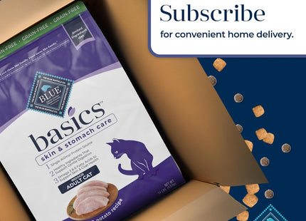 Basics Grain-Free Dry Cat Food, Skin & Stomach Care, Limited Ingredient Diet for Indoor Cats, Turkey & Potato Recipe, 11-Lb. Bag