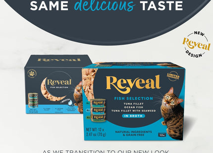 Natural Wet Canned Cat Food, Limited Ingredient, Grain-Free, High Protein with No Artificial Additives, Fish Variety in Broth (12 X 2.47 Oz Cans)