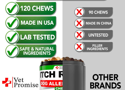 Dog Allergy Chews Itch Relief for Dogs Dog Allergy Relief anti Itch for Dogs Dog Itchy Skin Treatment Dog Allergy Support Hot Spots Immune Health Supplement Made in USA 120 Treats