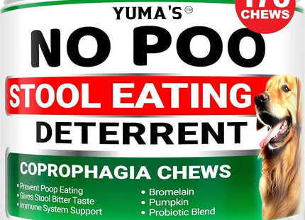 No Poo Chews for Dogs 170 Ct Coprophagia No Poop Eating Deterrent for Dogs Stop Eating Poop for Canine Probiotics & Digestive Enzymes Supplement Made in USA
