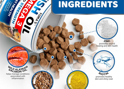 Omega 3 Fish Oil for Dogs 170 Chews Skin and Coat Supplement 170 Chews