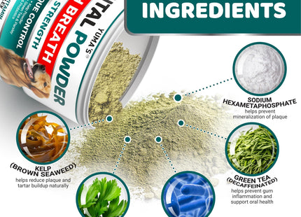 Dog Dental Powder Breath Freshener Dog Teeth Cleaning Powder Tartar and Plaque off Remover for Dogs Probiotics Multivitamin Blend Pet Oral Care Vitamins and Supplements All Breeds & Sizes