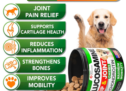 Glucosamine for Dogs Hip and Joint Supplement for Dogs Glucosamine Chondroitin for Dogs Dog Joint Pain Relief MSM Hemp Advanced Support Dog Joint Supplement 170 Mobility Chews