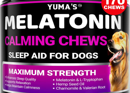 Melatonin Calming Chews for Dogs 170 Chews Dog Stress and Anxiety Relief